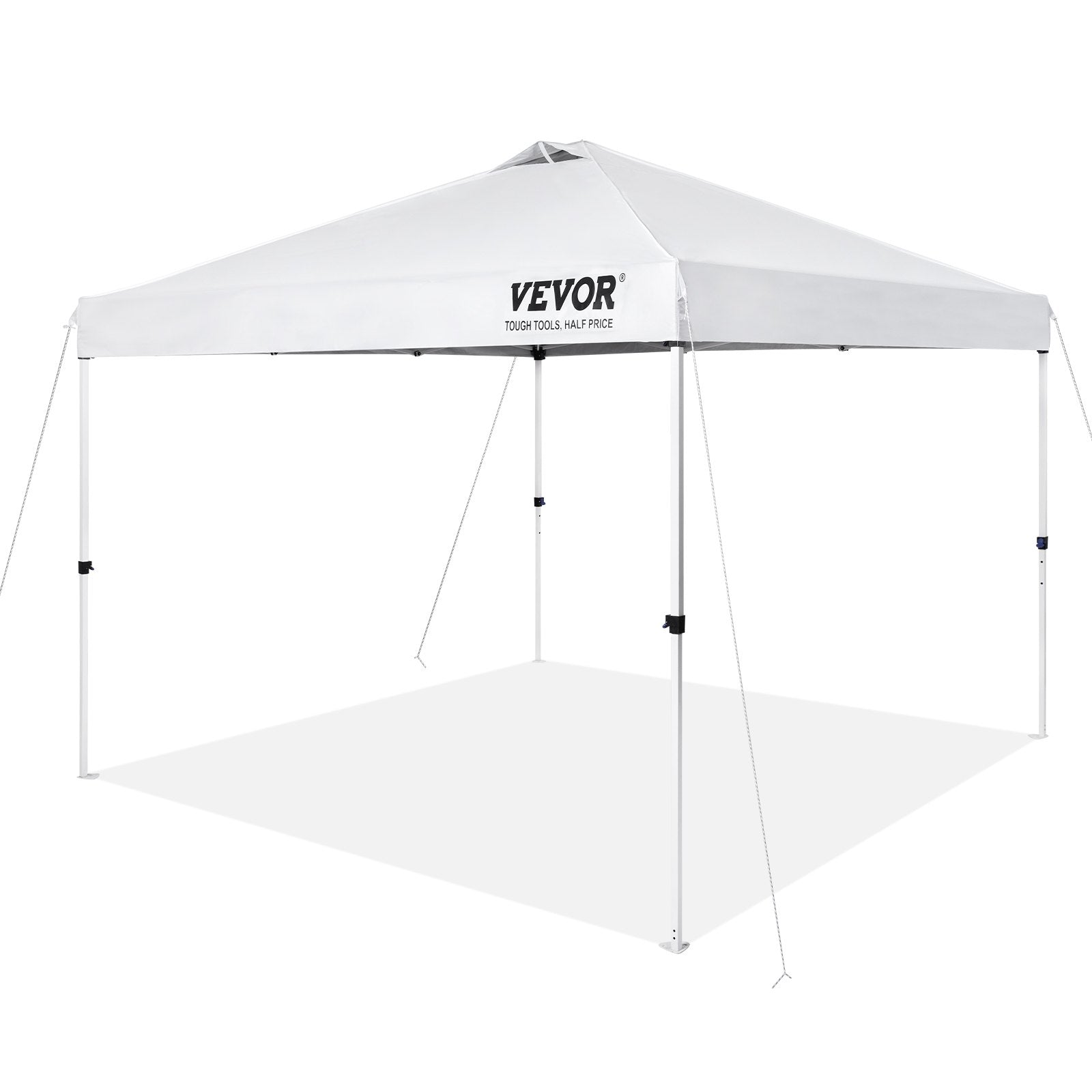 VEVOR Pop Up Canopy Tent, 10 x 10 ft, 250 D PU Silver Coated Tarp, with Portable Roller Bag and 4 Sandbags, Waterproof and Sun Shelter Gazebo for Outdoor Party, Camping, Commercial Events, White 