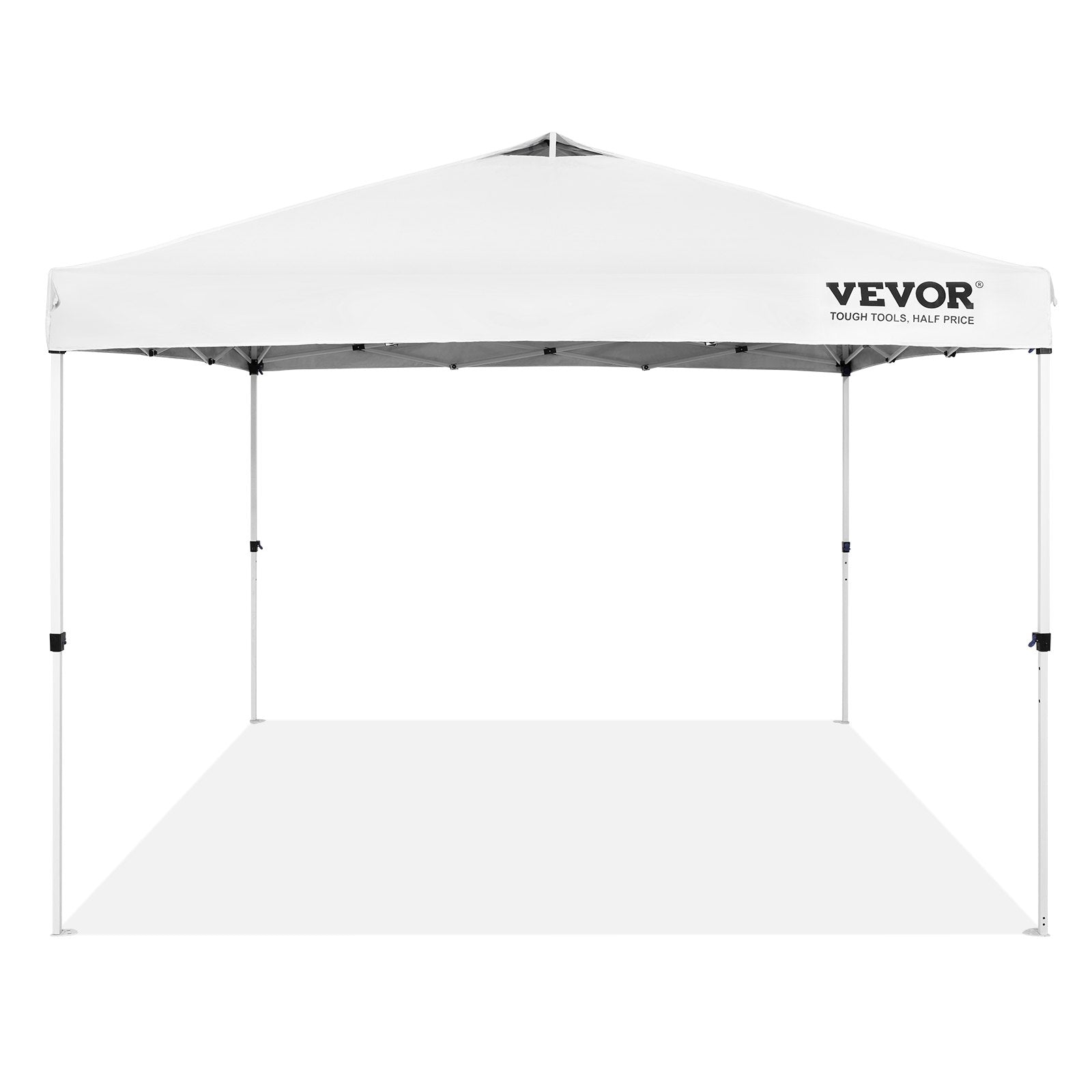 VEVOR Pop Up Canopy Tent, 10 x 10 ft, 250 D PU Silver Coated Tarp, with Portable Roller Bag and 4 Sandbags, Waterproof and Sun Shelter Gazebo for Outdoor Party, Camping, Commercial Events, White 