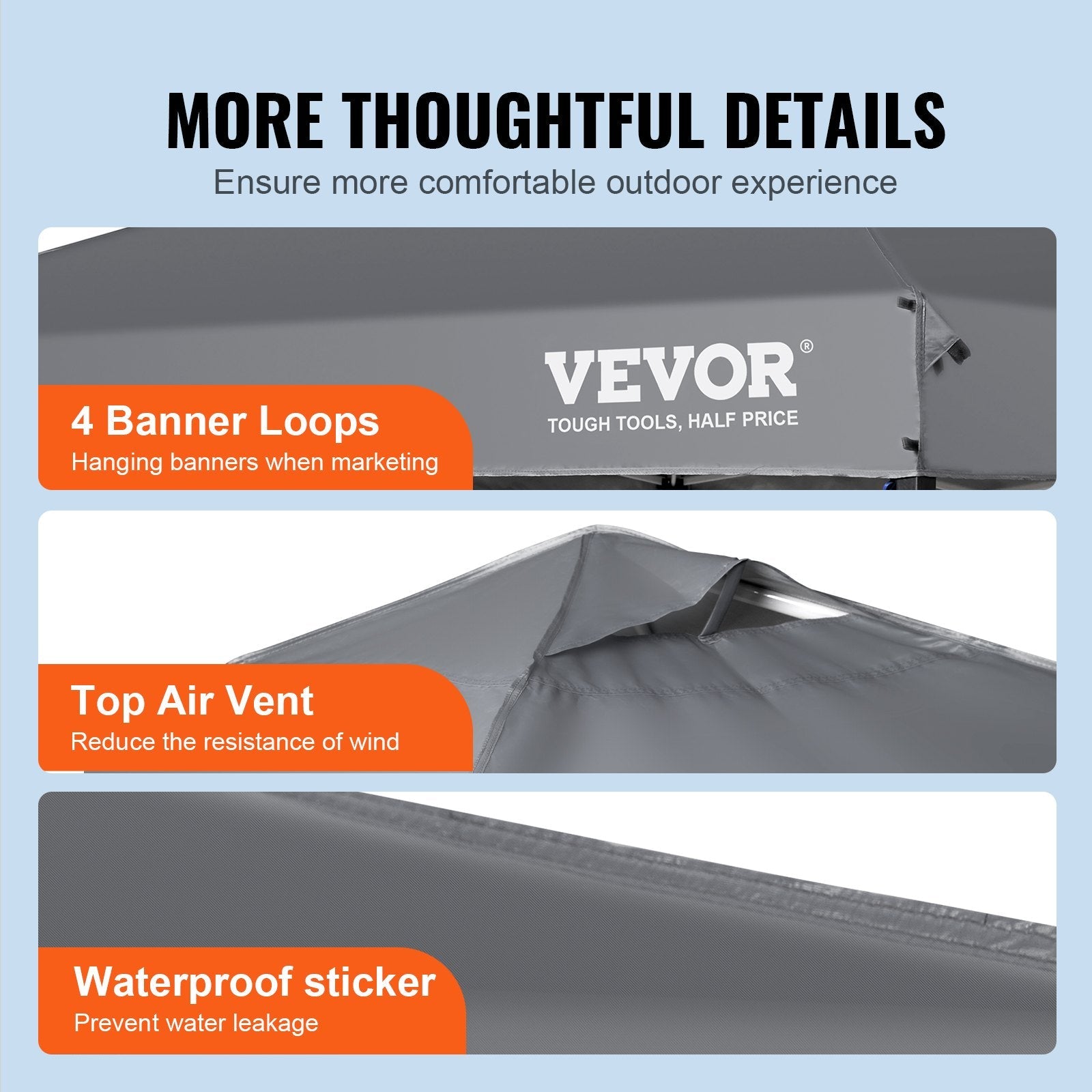 VEVOR Pop Up Canopy Tent, 10 x 10 ft, 250 D PU Silver Coated Tarp, with Portable Roller Bag and 4 Sandbags, Waterproof and Sun Shelter Gazebo for Outdoor Party, Camping, Commercial Events, Dark Gray 