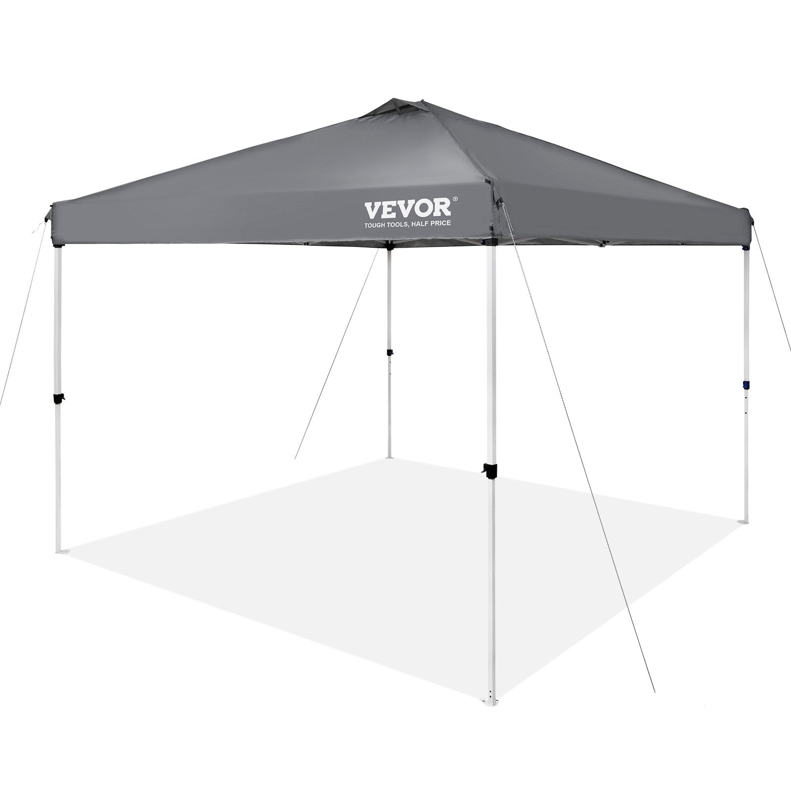 VEVOR Pop Up Canopy Tent, 10 x 10 ft, 250 D PU Silver Coated Tarp, with Portable Roller Bag and 4 Sandbags, Waterproof and Sun Shelter Gazebo for Outdoor Party, Camping, Commercial Events, Dark Gray 
