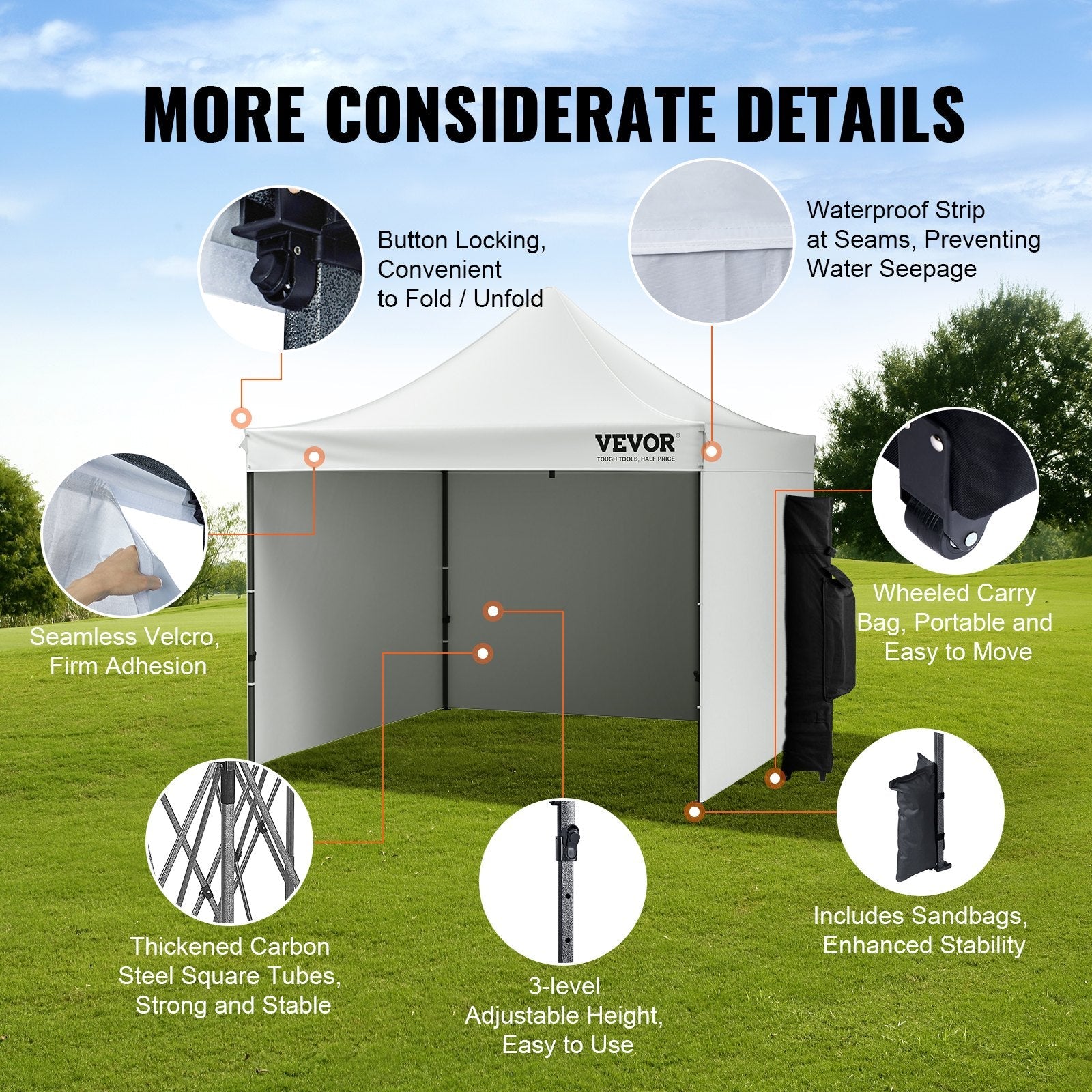 VEVOR 10x10 Pop up Canopy with Removable Sidewalls, Instant Canopies Portable Gazebo with Wheeled Bag, UV Resistant Waterproof, Enclosed Canopy Tent for Outdoor Events, Patio, Backyard, Party, Camping 