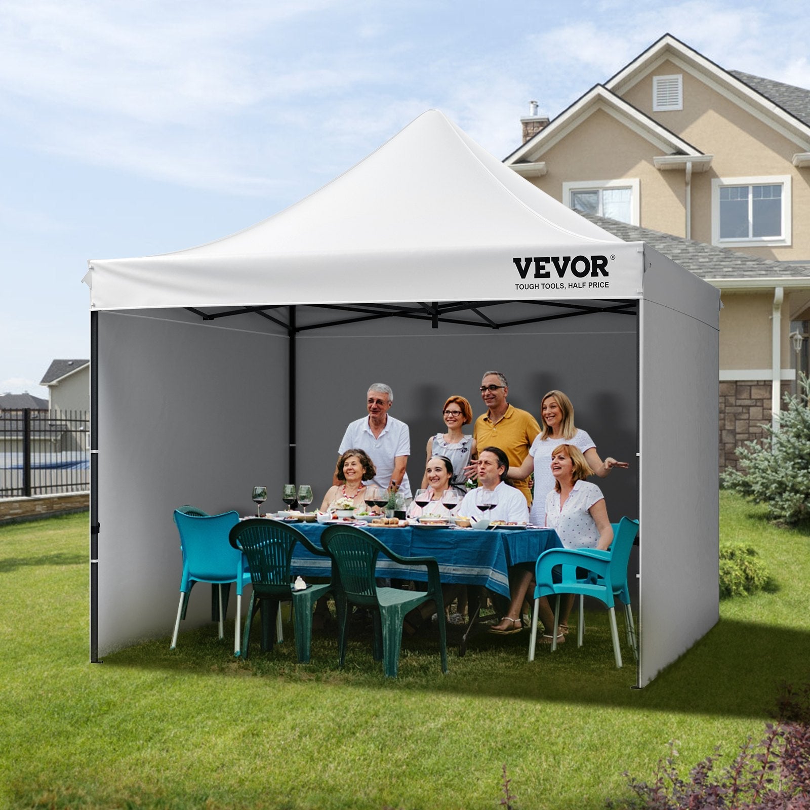 VEVOR 10x10 Pop up Canopy with Removable Sidewalls, Instant Canopies Portable Gazebo with Wheeled Bag, UV Resistant Waterproof, Enclosed Canopy Tent for Outdoor Events, Patio, Backyard, Party, Camping 
