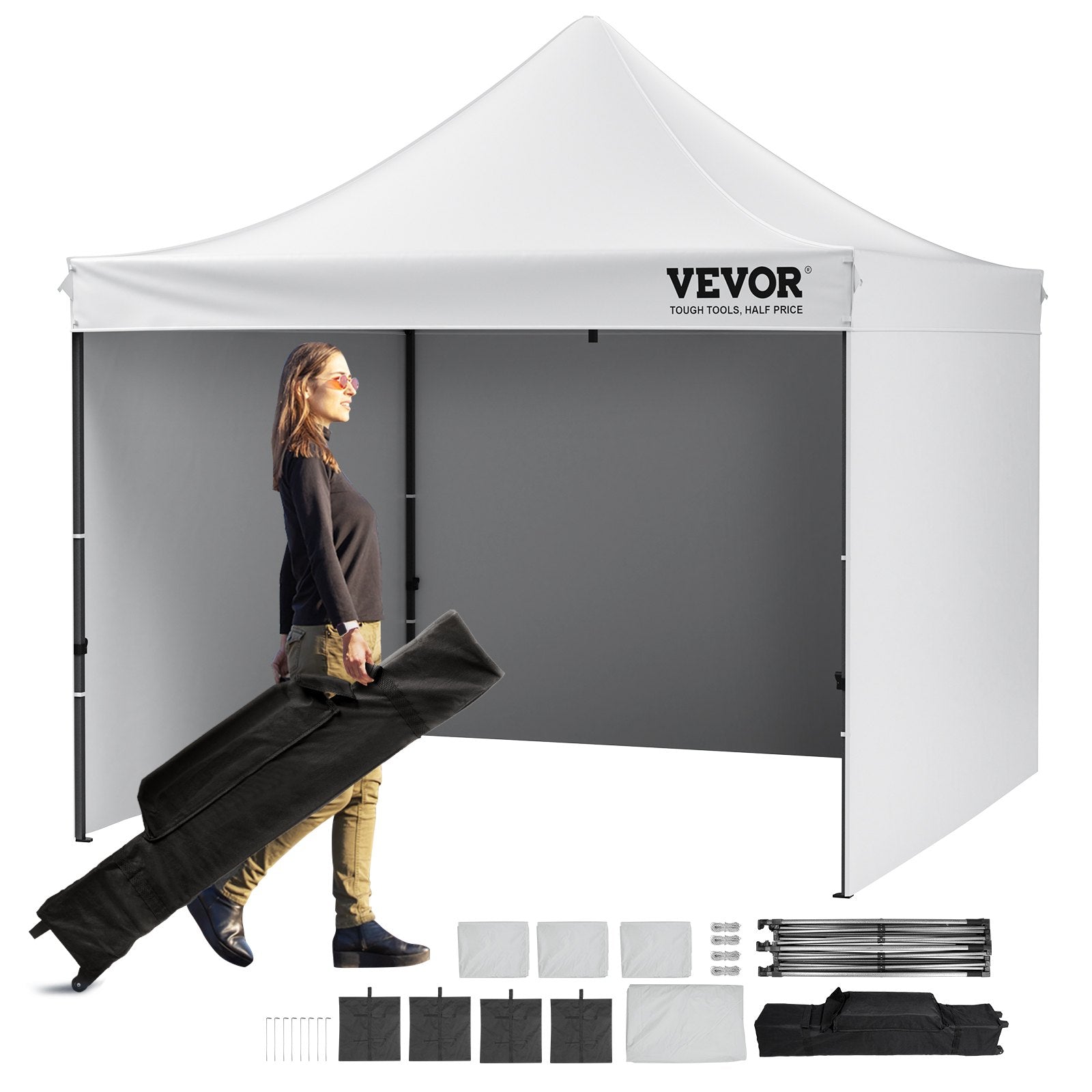 VEVOR 10x10 Pop up Canopy with Removable Sidewalls, Instant Canopies Portable Gazebo with Wheeled Bag, UV Resistant Waterproof, Enclosed Canopy Tent for Outdoor Events, Patio, Backyard, Party, Camping 
