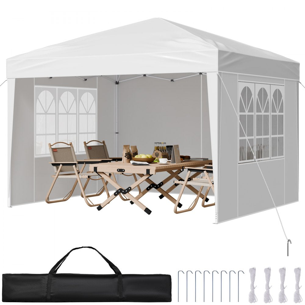 10 x 10 FT Pop Up Canopy with 3 Sidewalls & 2 Windows – Instant Height Adjustable Outdoor Gazebo Tent