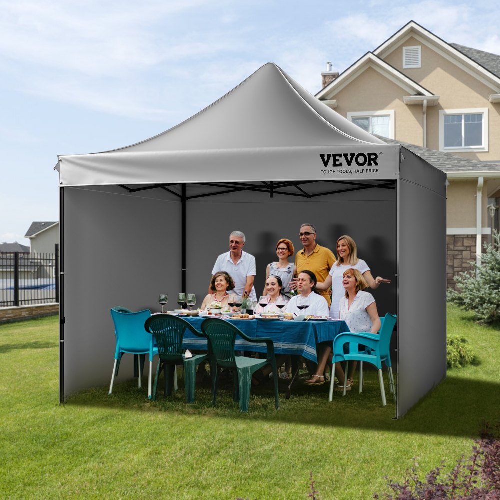 VEVOR 10x10FT Pop up Canopy with Removable Sidewalls, Instant Canopies Portable Gazebo & Wheeled Bag, UV Resistant Waterproof, Enclosed Canopy Tent for Outdoor Events, Patio, Backyard, Party, Camping 