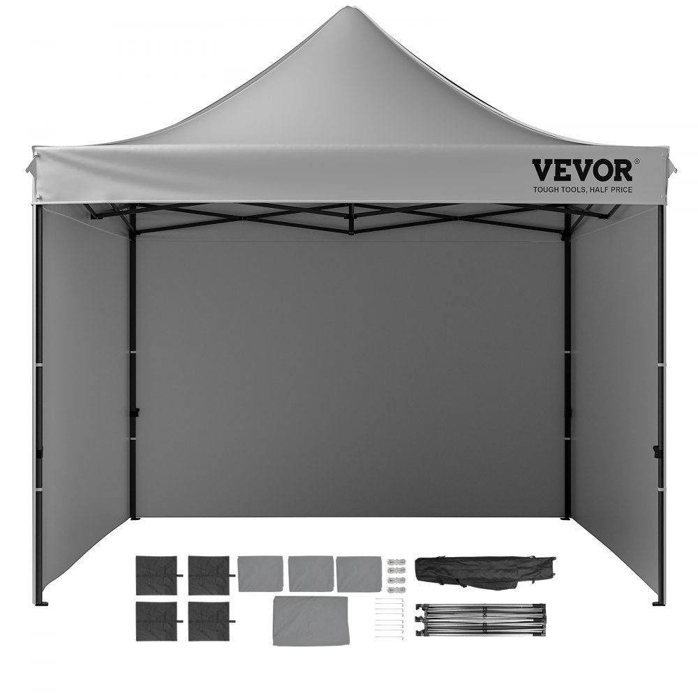VEVOR 10x10FT Pop up Canopy with Removable Sidewalls, Instant Canopies Portable Gazebo & Wheeled Bag, UV Resistant Waterproof, Enclosed Canopy Tent for Outdoor Events, Patio, Backyard, Party, Camping 