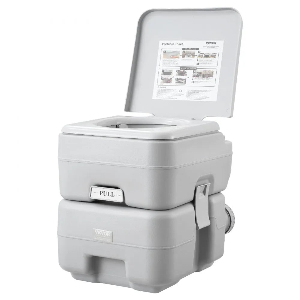 VEVOR Portable Toilet Flush Travel Camping 5.3 Gal Commode Potty with Carry Bag