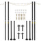 VEVOR String Light Poles, 4 Pack 10.6 FT, Outdoor Powder Coated Steel Lamp Post with Hooks to Hang Lantern and Flags, Decorate Garden, Backyard, Patio, Deck, for Party and Wedding, Black