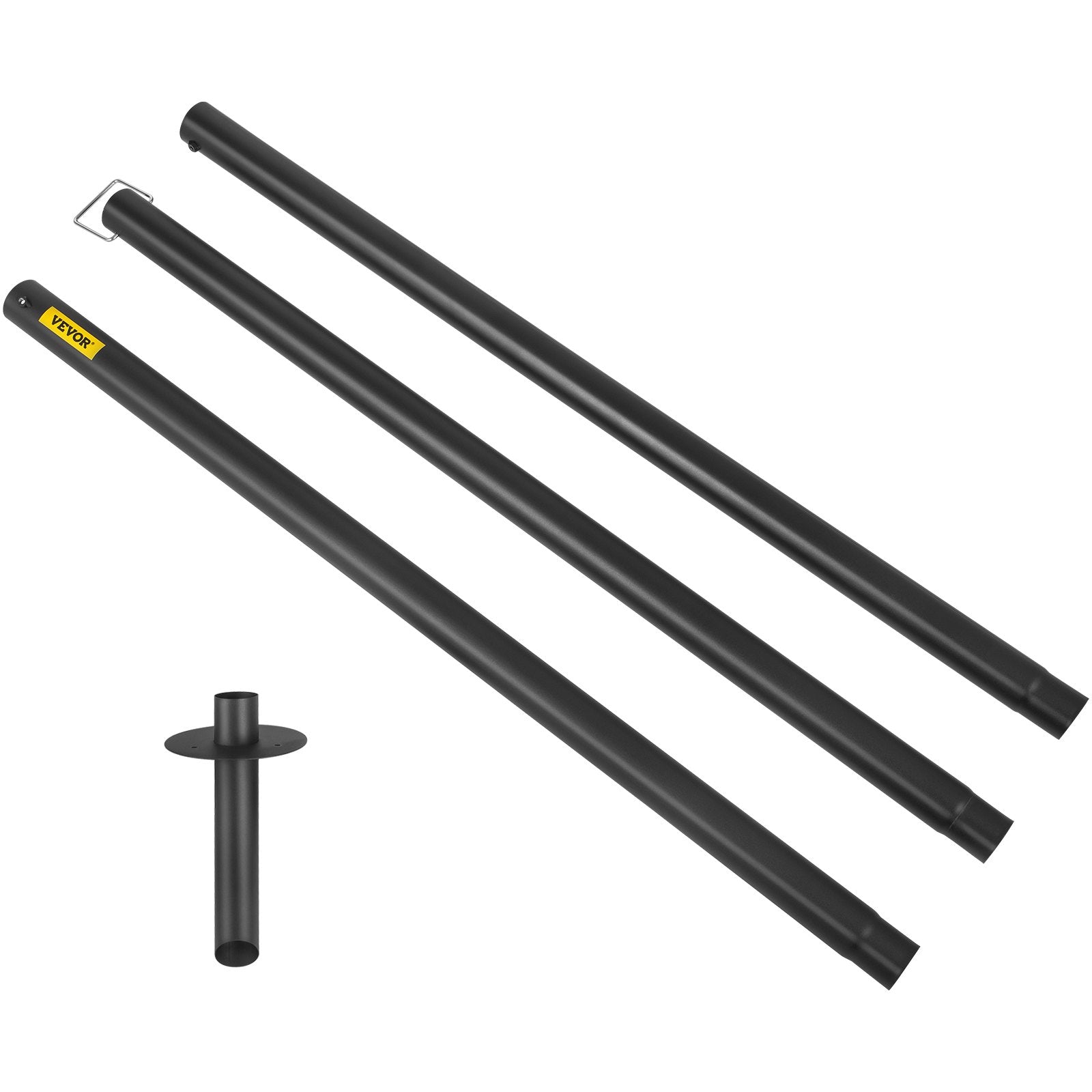 VEVOR String Light Poles, 4 Pack 10.6 FT, Outdoor Powder Coated Steel Lamp Post with Hooks to Hang Lantern and Flags, Decorate Garden, Backyard, Patio, Deck, for Party and Wedding, Black 