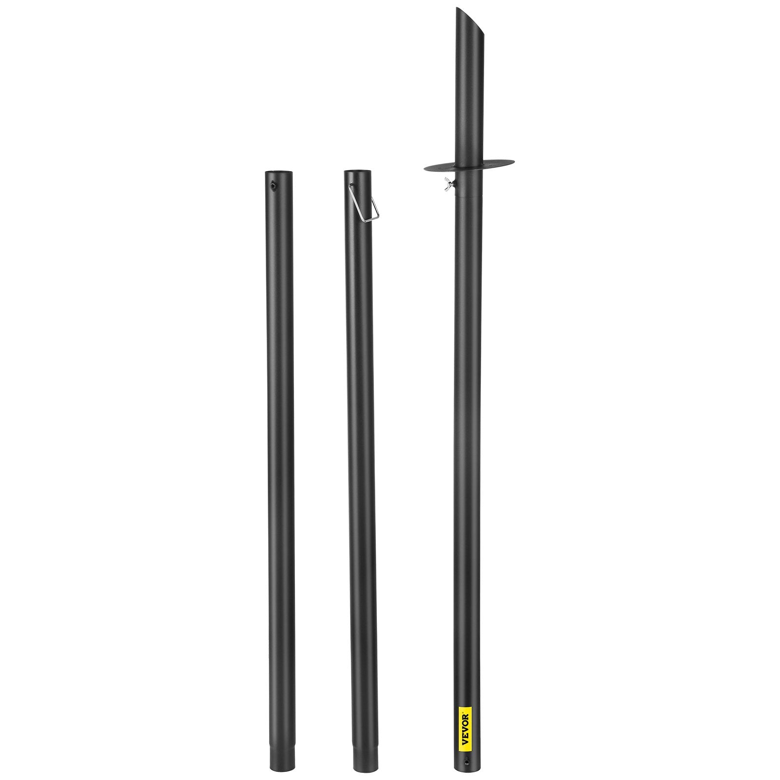VEVOR String Light Poles, 4 Pack 10.6 FT, Outdoor Powder Coated Steel Lamp Post with Hooks to Hang Lantern and Flags, Decorate Garden, Backyard, Patio, Deck, for Party and Wedding, Black 