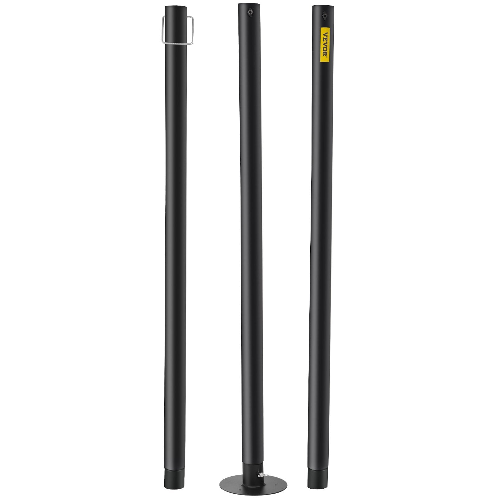 VEVOR String Light Poles, 4 Pack 10.6 FT, Outdoor Powder Coated Steel Lamp Post with Hooks to Hang Lantern and Flags, Decorate Garden, Backyard, Patio, Deck, for Party and Wedding, Black 