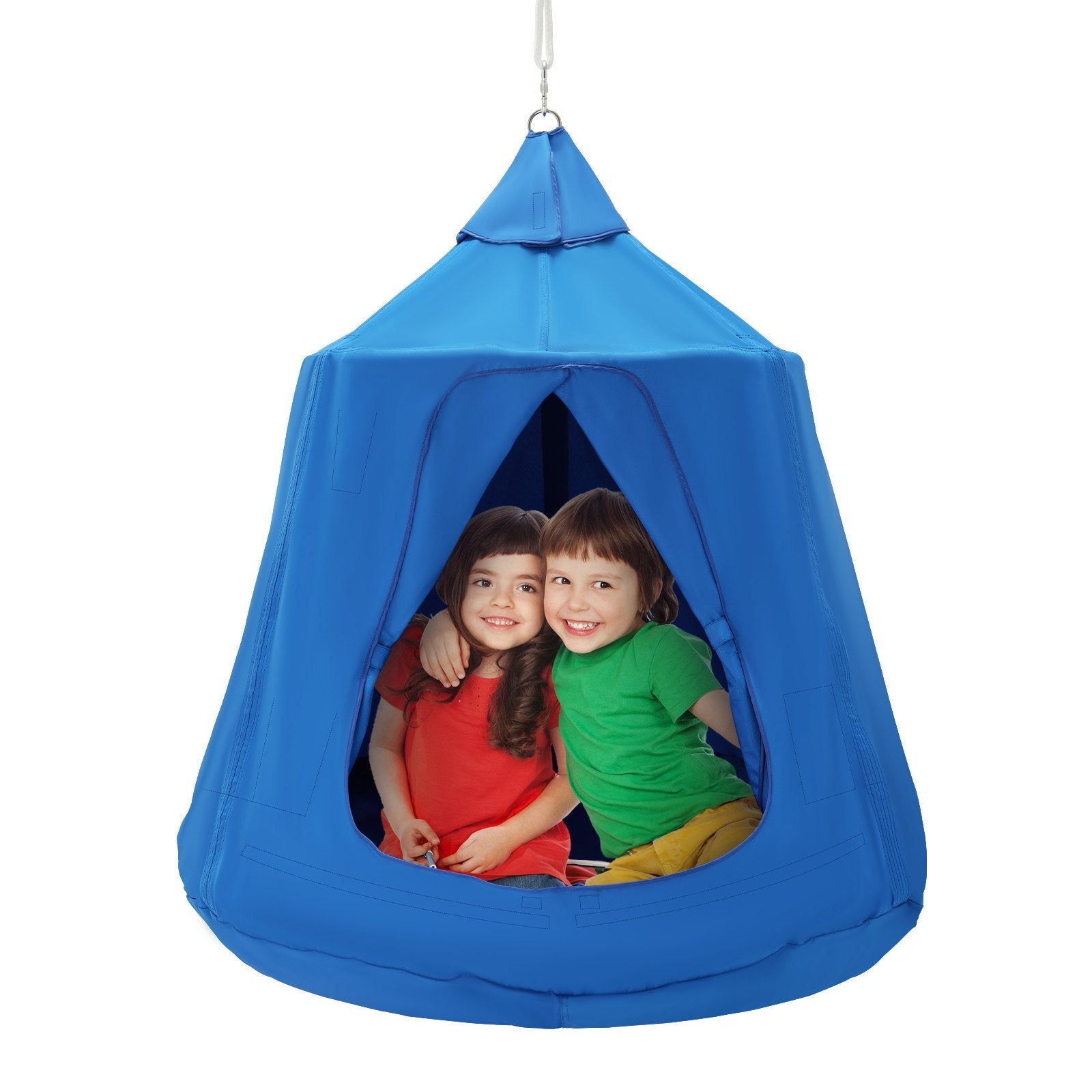 VEVOR Hanging Tree Tent, 330 LBS Capacity Hanging Tent Swing for Indoor and Outdoor Hammock Sensory Swing Chair w/LED Lights String, Inflatable Base, Ceiling Swing Pod Play Tent for Kids & Adults 