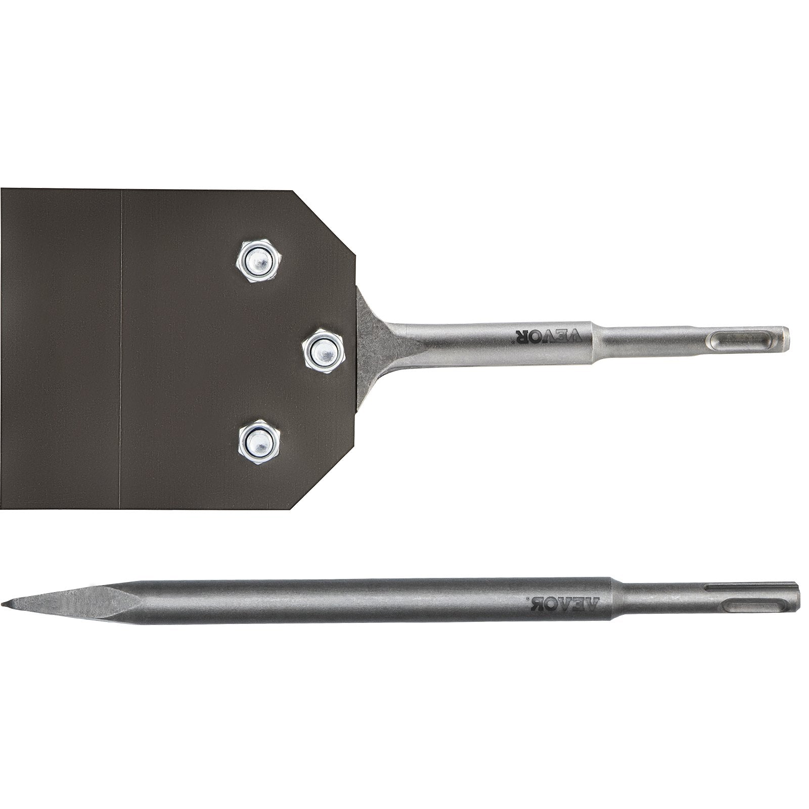VEVOR SDS Plus Floor Scraper, 3.9" Wide Blade, 40Cr Steel 9.5" Long Handle Thinset Removal Bit with Point Chisel, Fits SDS-Plus Rotary & Chipping Hammer, for Removing Tile Grout, Adhesive Wallpaper 