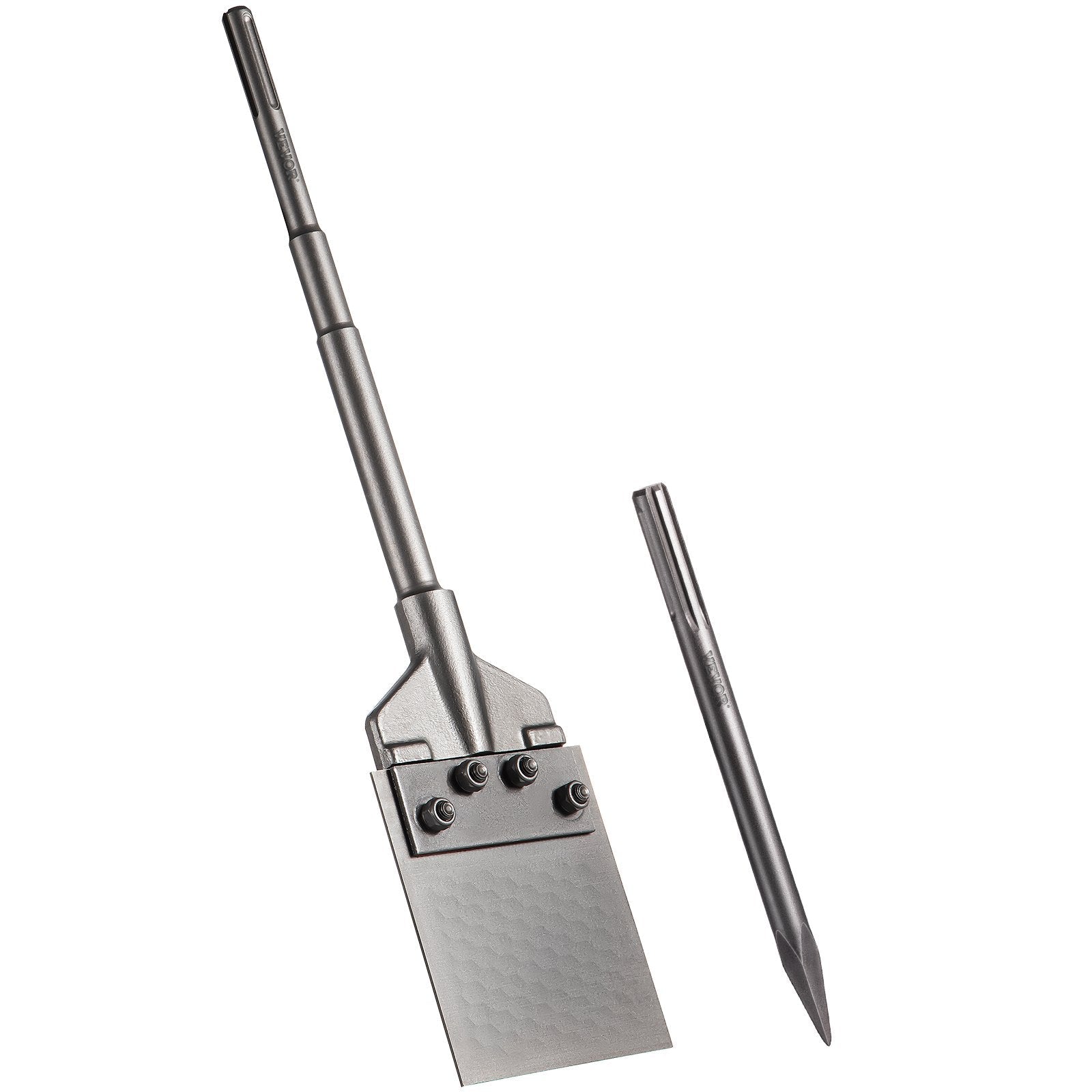 VEVOR SDS Max Floor Scraper, 5.9" Wide Blade, 40Cr Steel 24.4" Long Handle Thinset Removal Bit with Point Chisel, Fits SDS-Max Rotary & Chipping Hammer, for Removing Tile 