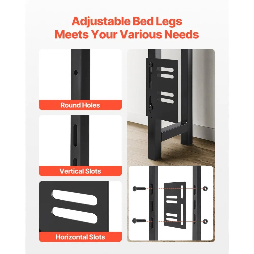 Headboard for King Size Bed Head Board with 2 Shelves & LED Light Black 