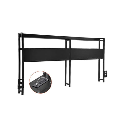 Headboard for King Size Bed Head Board with 2 Shelves & LED Light Black 