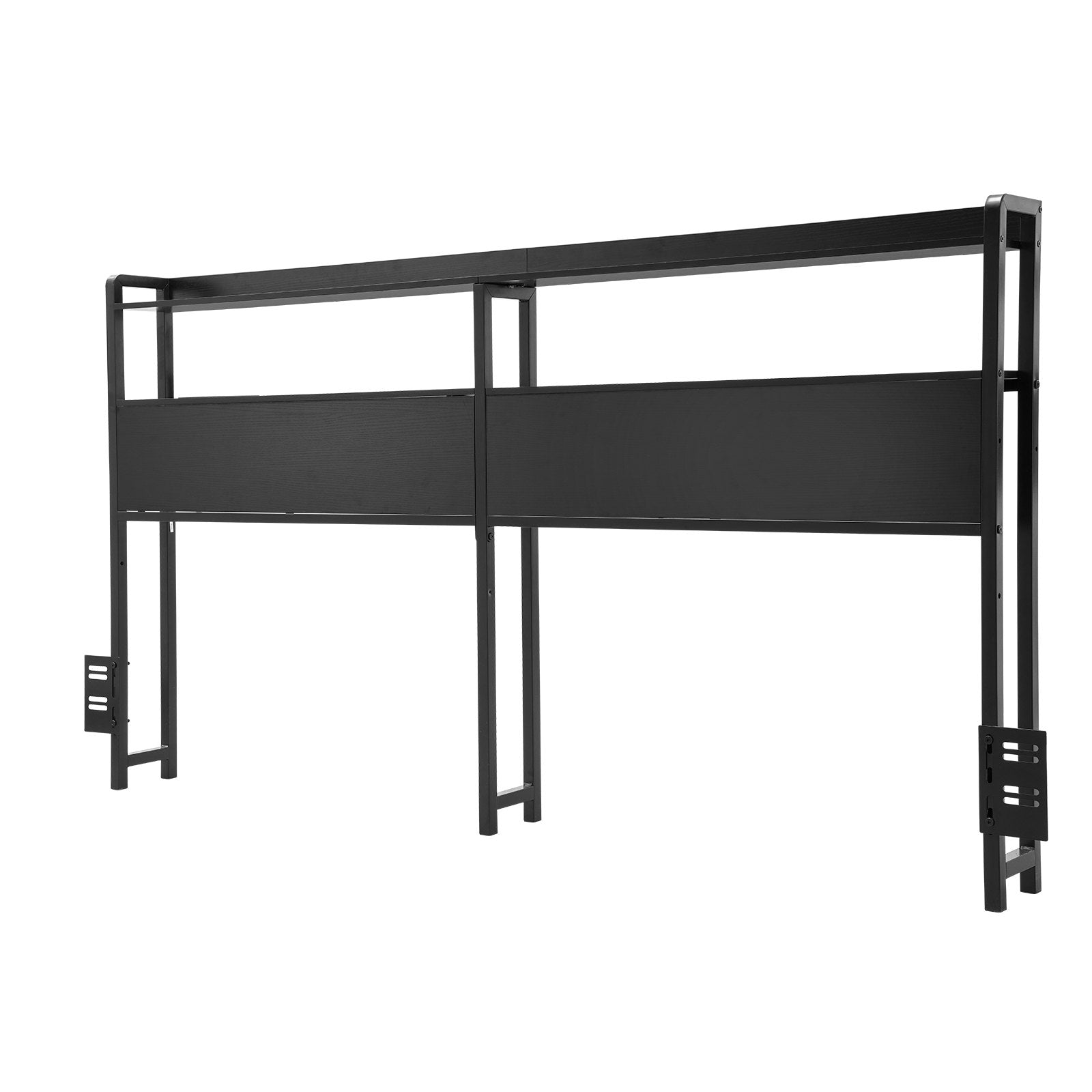 Headboard for King Size Bed Head Board with 2 Shelves & LED Light Black 