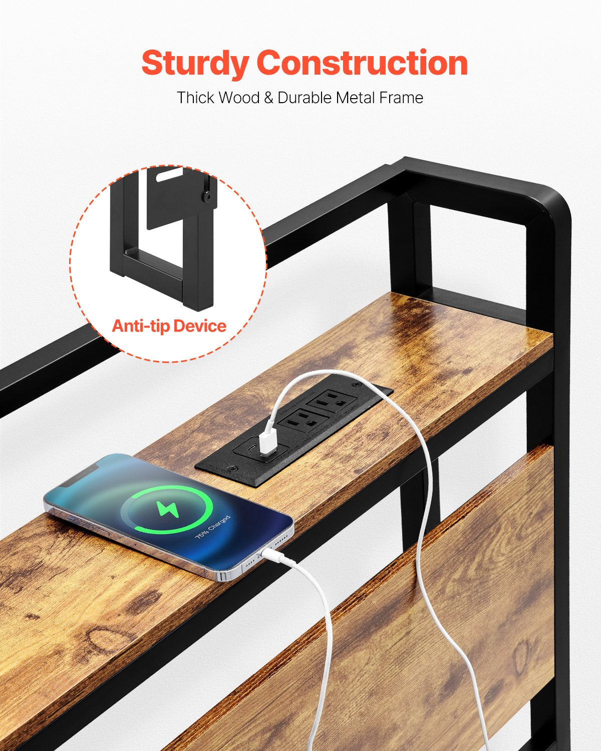 VEVOR Headboard for King Size Bed Head Board with Shelf and Charging Station 