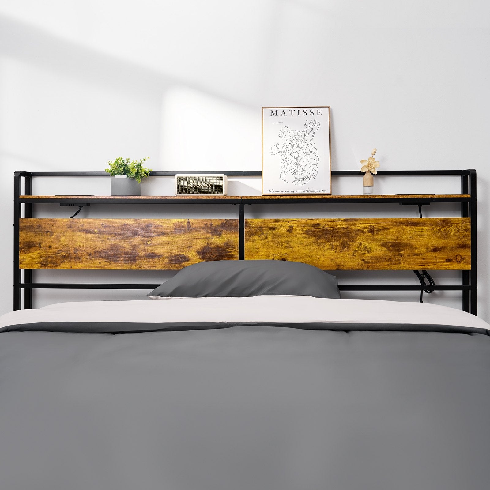 VEVOR Headboard for King Size Bed Head Board with Shelf and Charging Station 