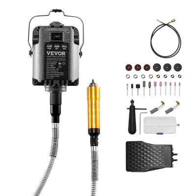 VEVOR Flex Shaft Grinder 1000W 30000RPM with Foot Pedal & 31PCS Accessories 