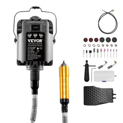 VEVOR Flex Shaft Grinder 1200W 30000RPM with Foot Pedal & 31PCS Accessories 