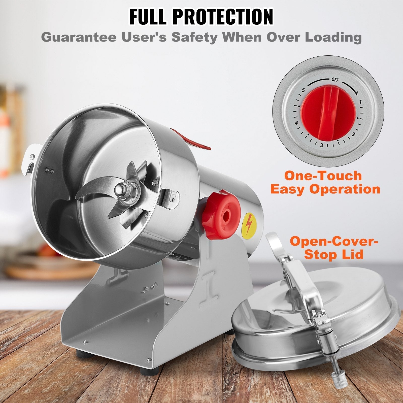 VEVOR 1000g Commercial Spice Grinder Electric Grain Mill Grinder High Speed 