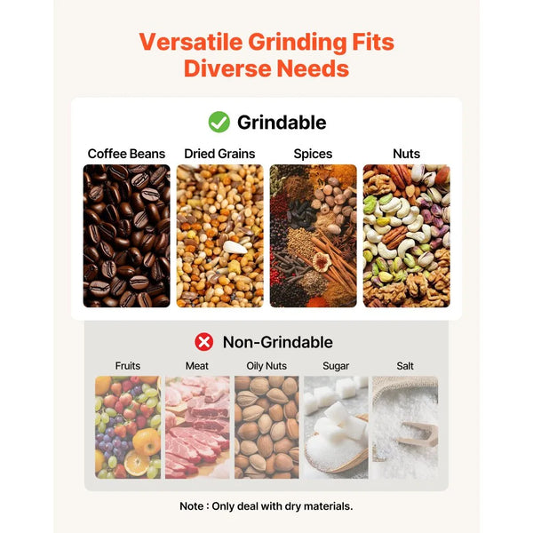 2500g Electric Grain Mill Grinder, 3400W High-Speed Dry Grinder