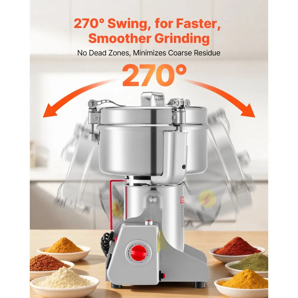 2500g Electric Grain Mill Grinder, 3400W High-Speed Dry Grinder