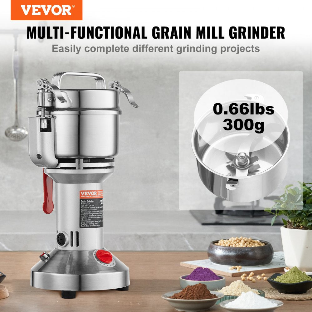 VEVOR 300g Commercial Spice Grinder Electric Grain Mill Grinder High Speed 