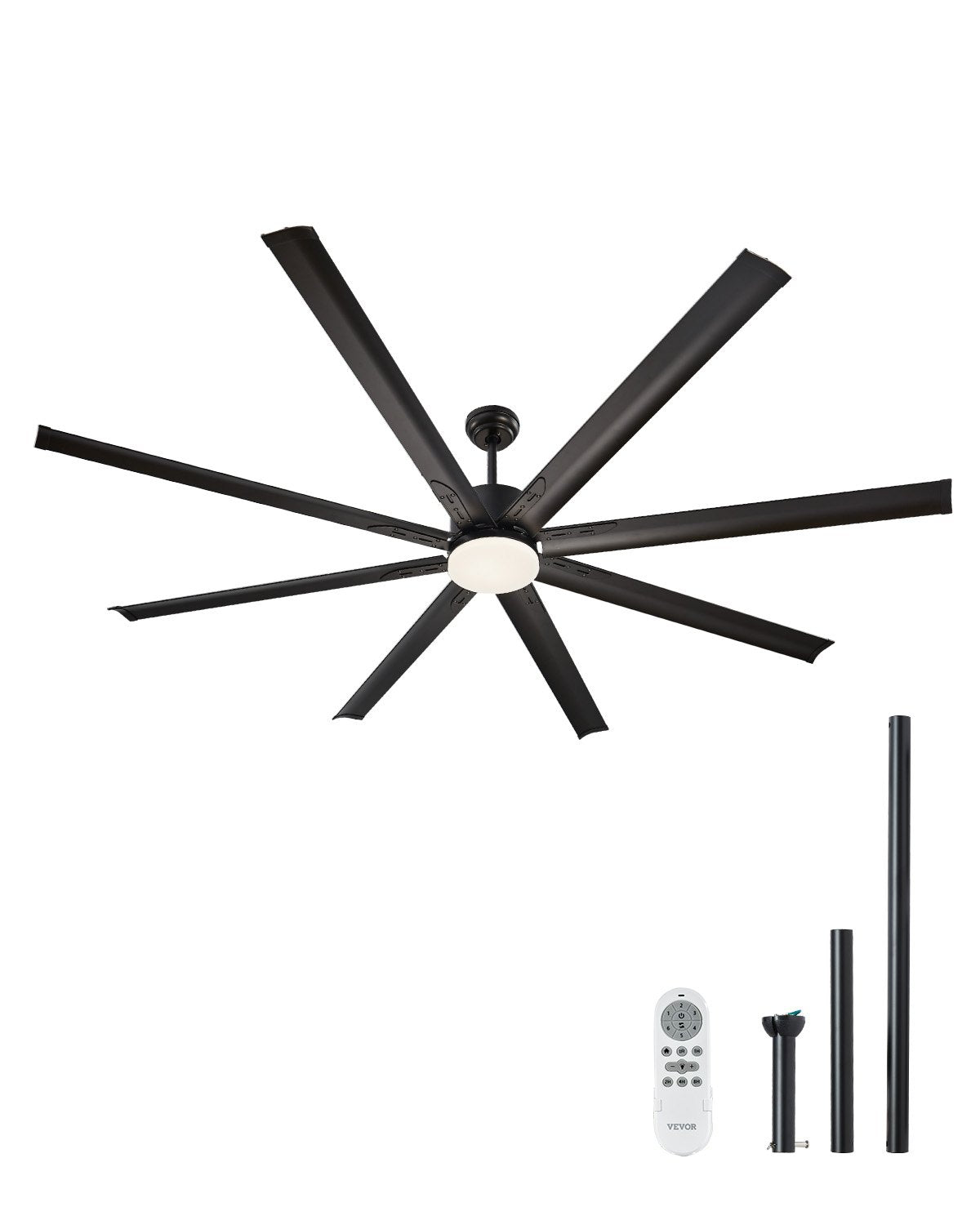 VEVOR 84 In Ceiling Fan with Light 6-Speed Remote Control Reversible Motor Black 