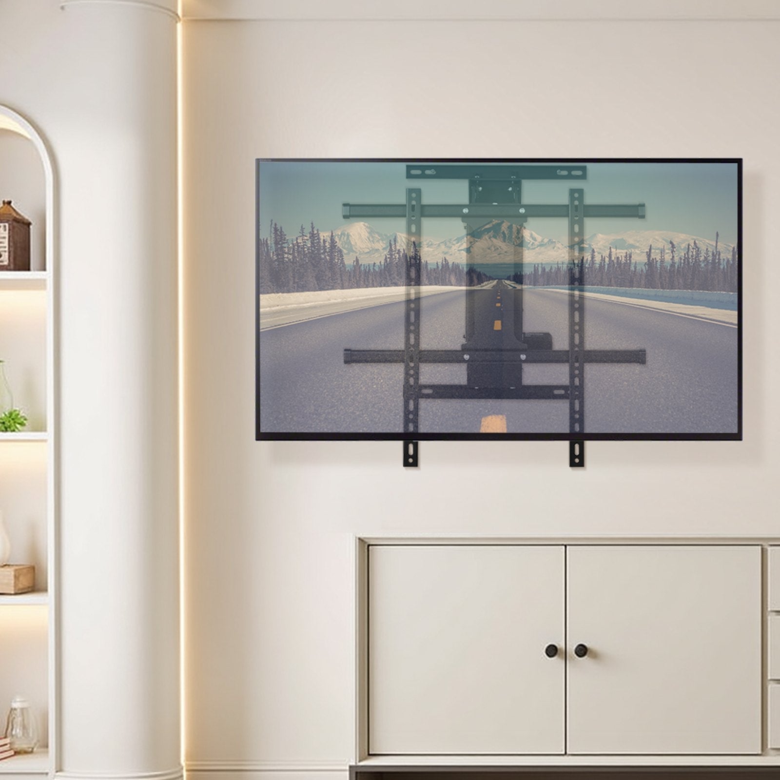 VEVOR Motorized TV Wall Mount, 32-65 in Electric Fireplace TV Wall Mount Black 