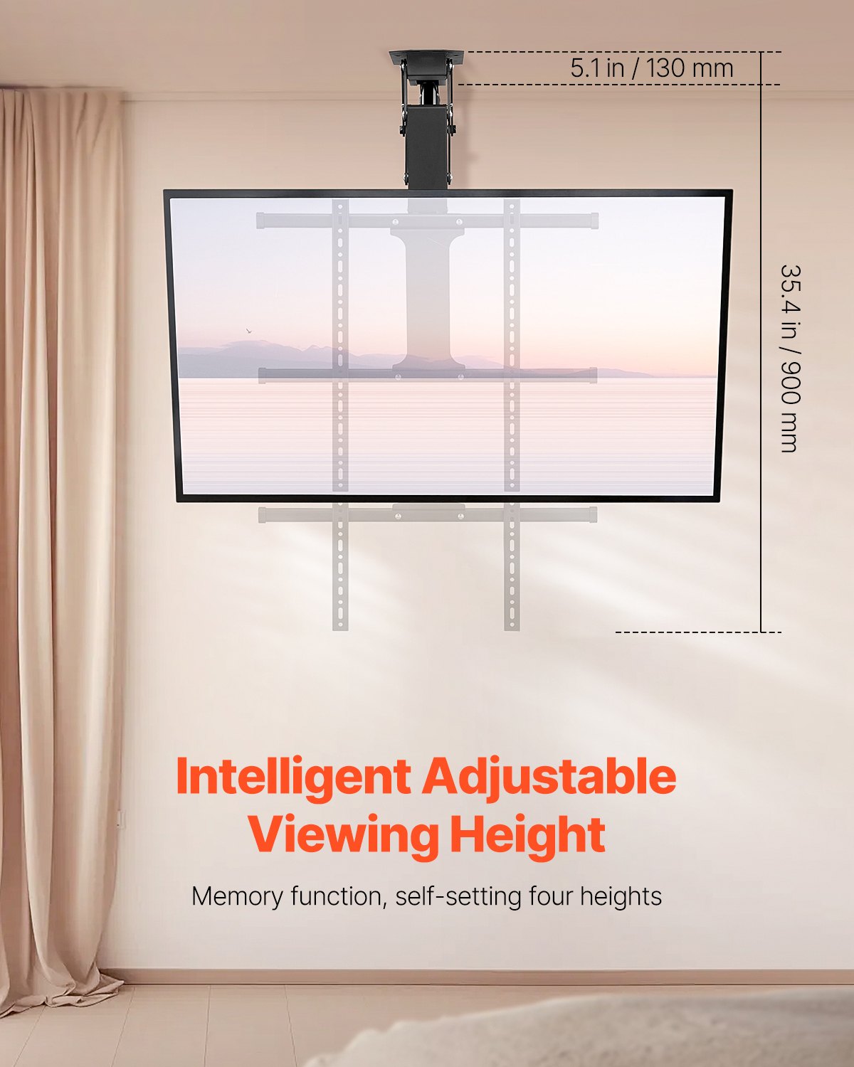 VEVOR Motorized Ceiling TV Mount Electric Flip Down TV Mount for 32-65 in Screen 
