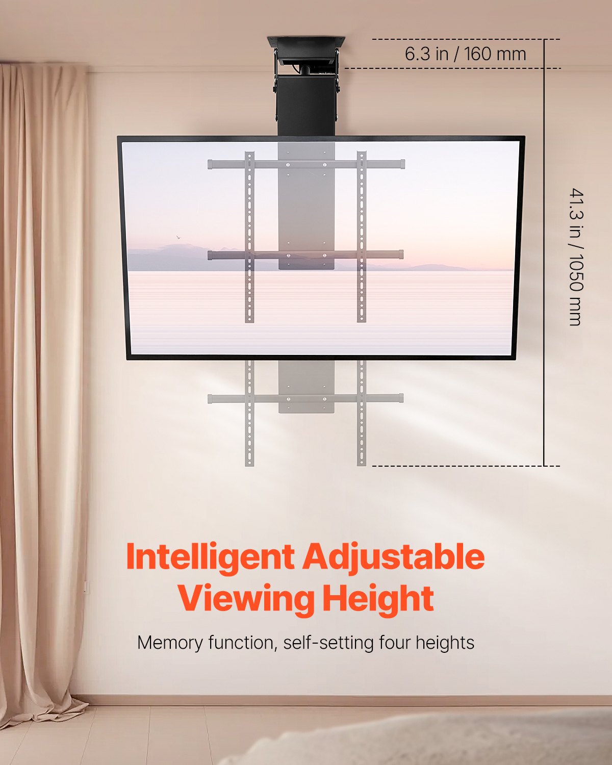 VEVOR Motorized Ceiling TV Mount Electric Flip Down TV Mount for 32-70 in Screen 