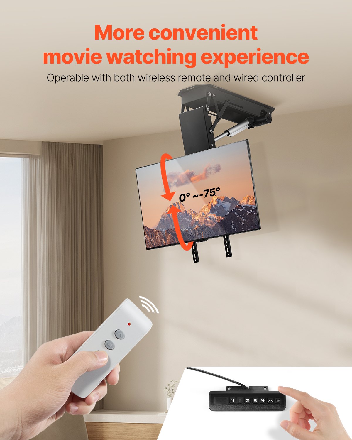 VEVOR Motorized Ceiling TV Mount Electric Flip Down TV Mount for 32-70 in Screen 