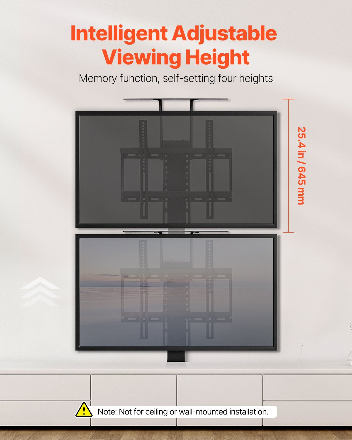 VEVOR Motorized TV Lift Stand Mount Bracket 132 lbs Load with Remote Control 