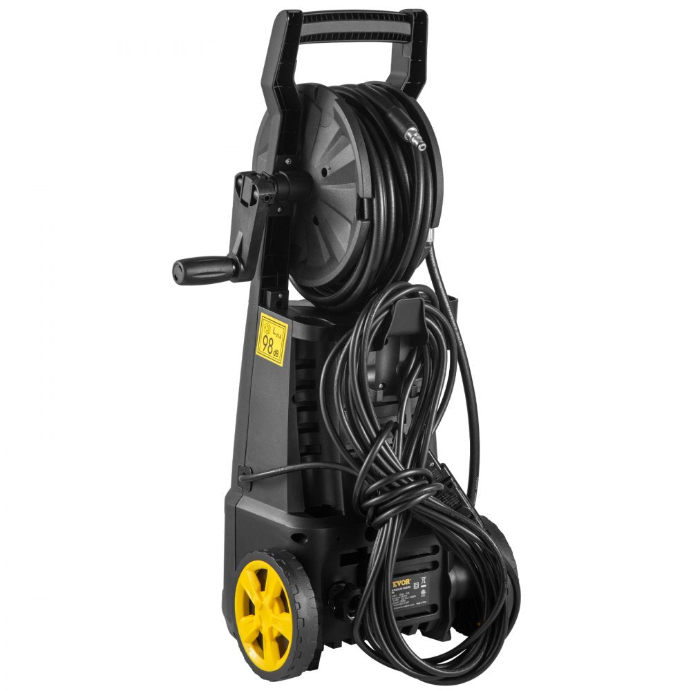 VEVOR Electric Pressure Washer, 2000 PSI, Max 1.65 GPM Power Washer w/ 30 ft Hose & Reel, 5 Quick Connect Nozzles, Foam Cannon, Portable to Clean Patios, Cars, Fences, Driveways, ETL Listed 
