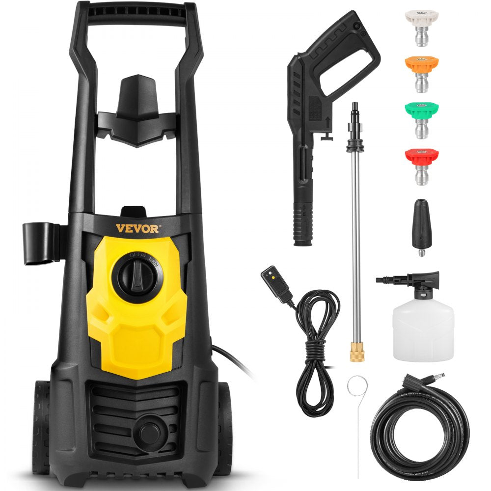 VEVOR Electric Power Washer, 2000 PSI, Max 1.65 GPM Pressure Washer w/ 30 ft Hose & Reel, 5 Quick Connect Nozzles, Foam Cannon, Portable to Clean Patios, Cars, Fences, Driveways, ETL Listed 