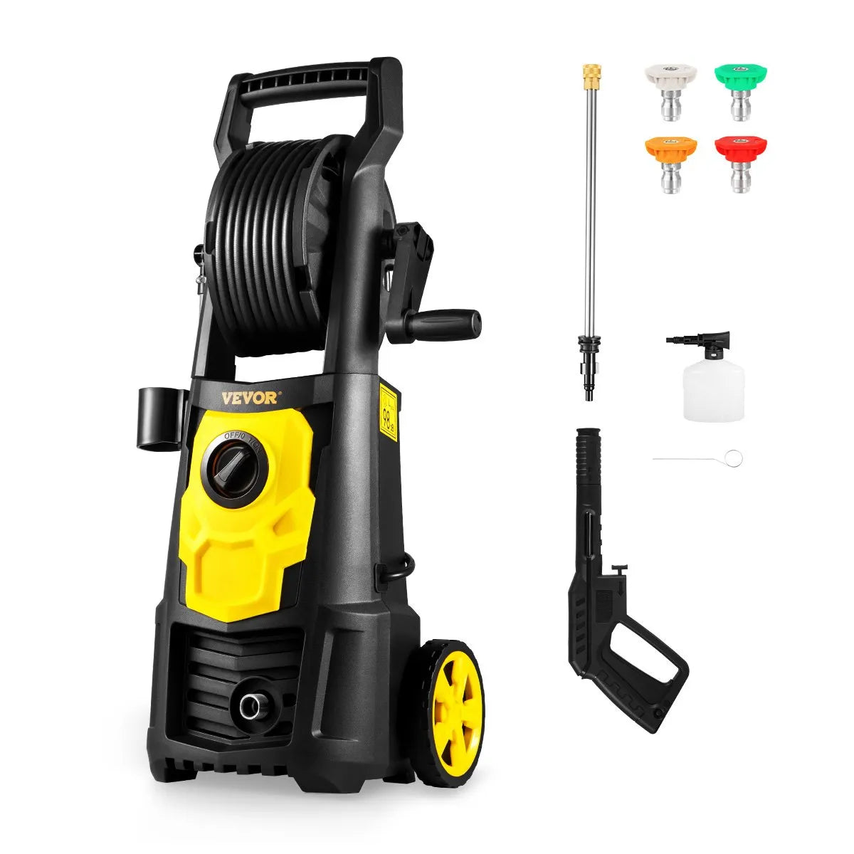 VEVOR Electric Pressure Washer, 2000 PSI, Max. 1.76 GPM Power Washer w/ 30 ft Hose, 5 Quick Connect Nozzles, Foam Cannon, Portable to Clean Patios, Cars, Fences, Driveways, ETL Listed