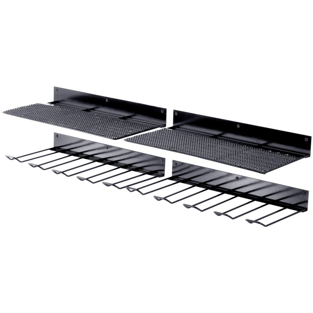 VEVOR Power Tool Organizer, 4 Slot, 2 Layers, 2 Pack Cordless Drill Holder Wall Mount, Battery Charging Station Storage Rack, Multi-Function Garage Organization, Heavy Duty Metal Shelf for Screwdriver 