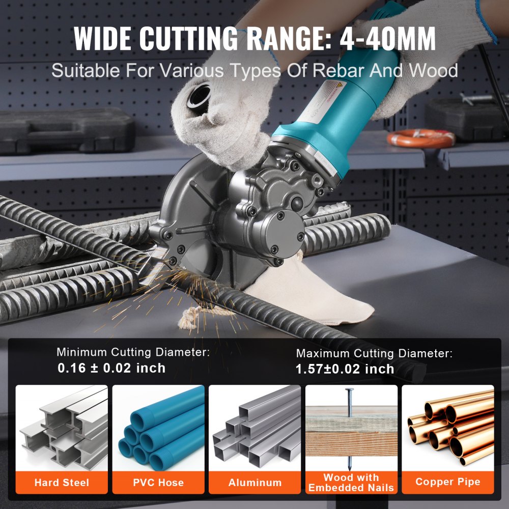 VEVOR 1100W Electric Rebar Cutter Cutting up to 3/2In 4-40mm 