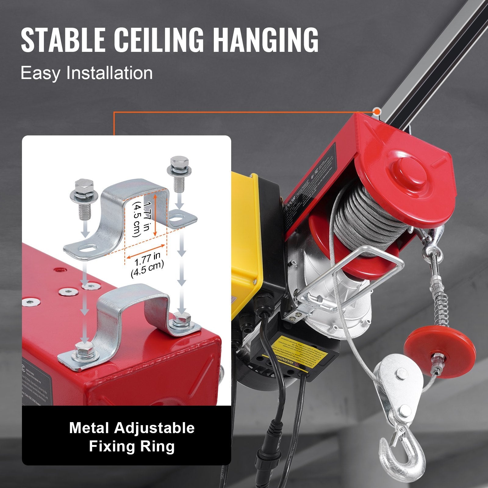 VEVOR Electric Hoist Crane Winch 1760 lbs with 328 ft Wireless Remote Control 