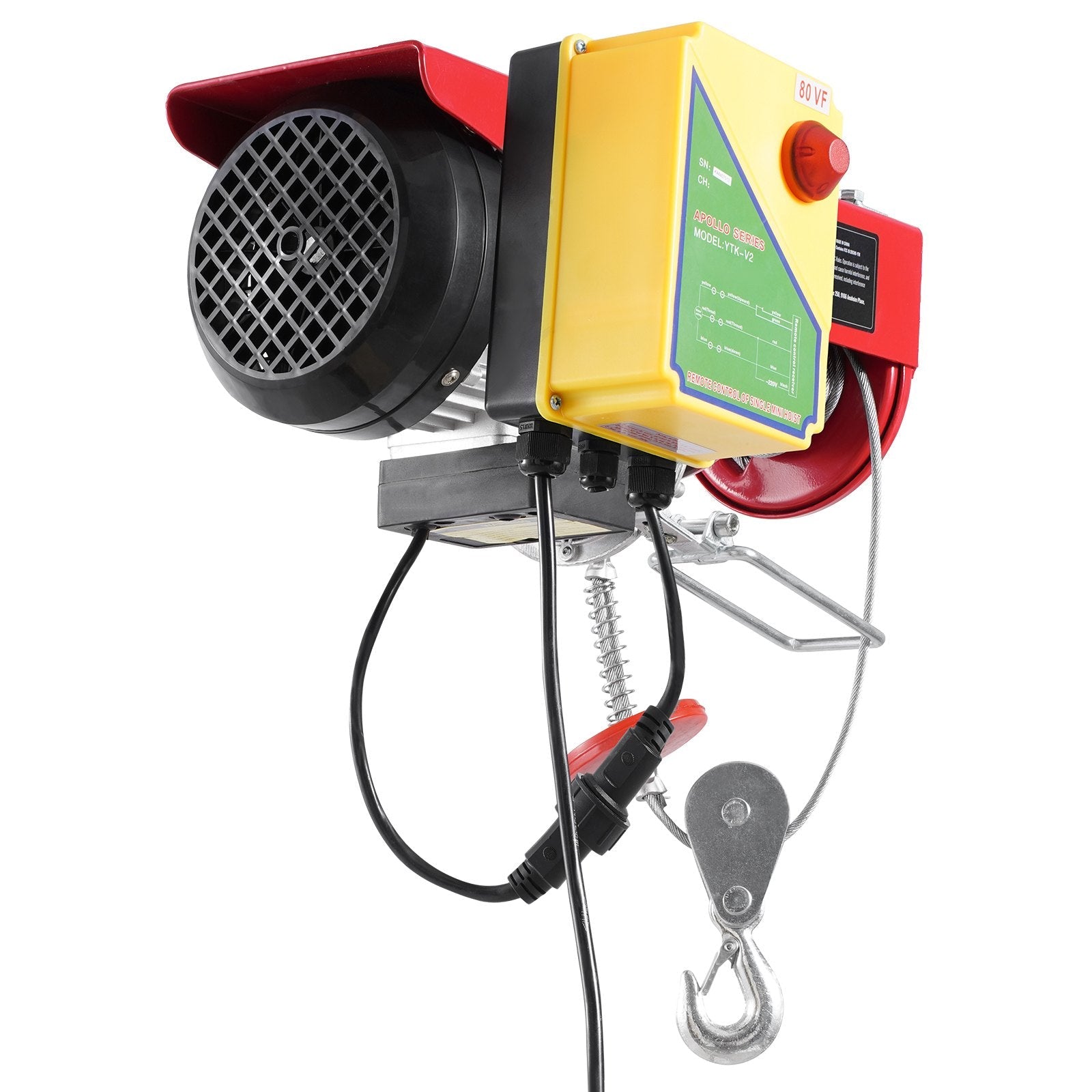 VEVOR Electric Hoist Crane Winch 1760 lbs with 328 ft Wireless Remote Control 