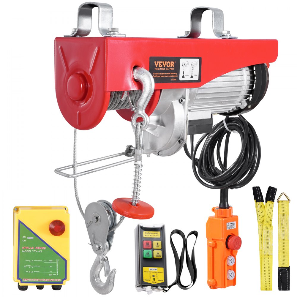 VEVOR Electric Hoist Crane Winch 2200 lbs 328 ft Wireless & 14 ft Wired Remote 