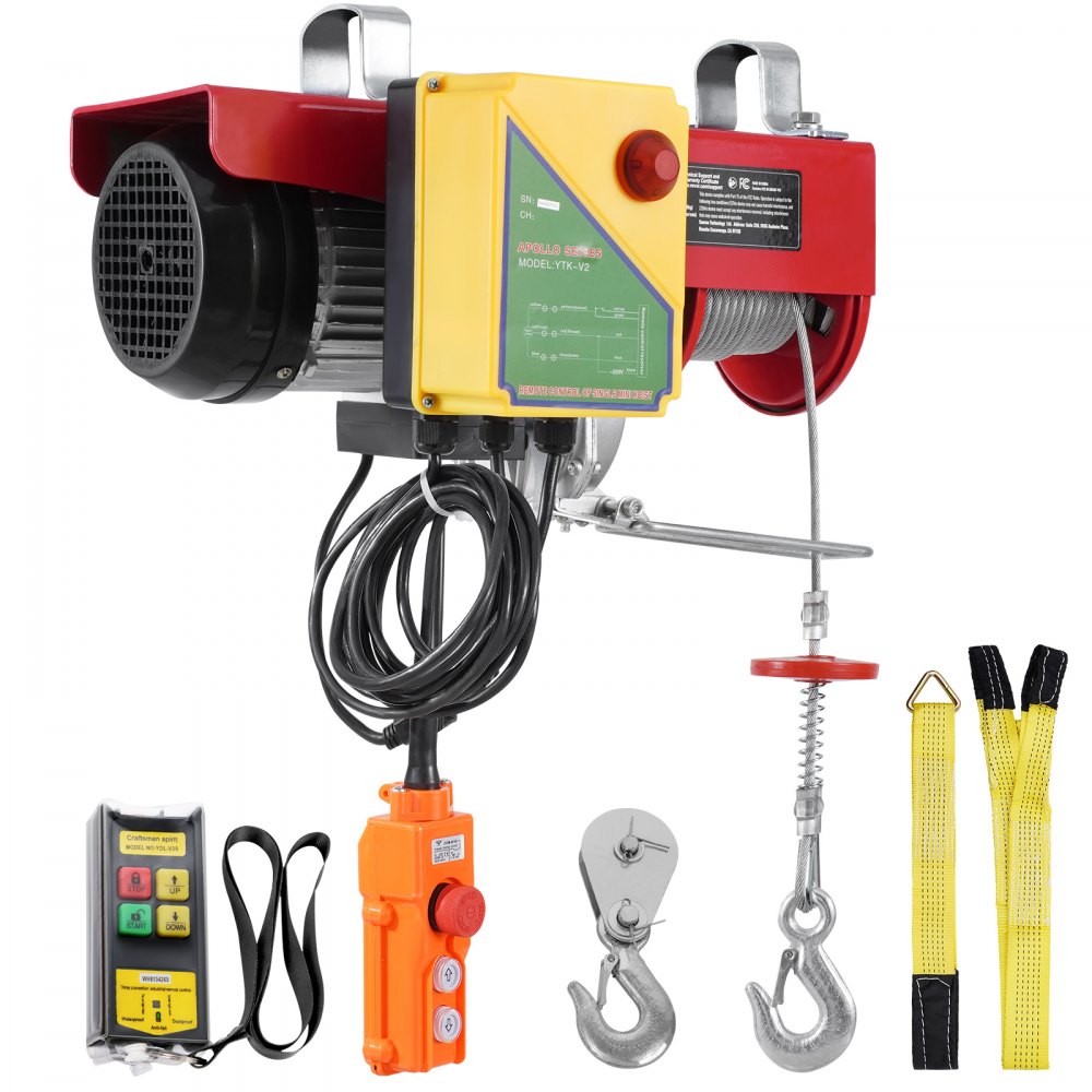VEVOR Electric Hoist Crane Winch 2200 lbs 328 ft Wireless & 14 ft Wired Remote 