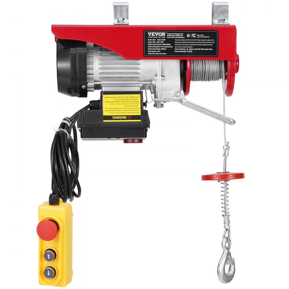 VEVOR Electric Hoist Crane Winch 440 lbs 328 ft Wireless & 14 ft Wired Remote 