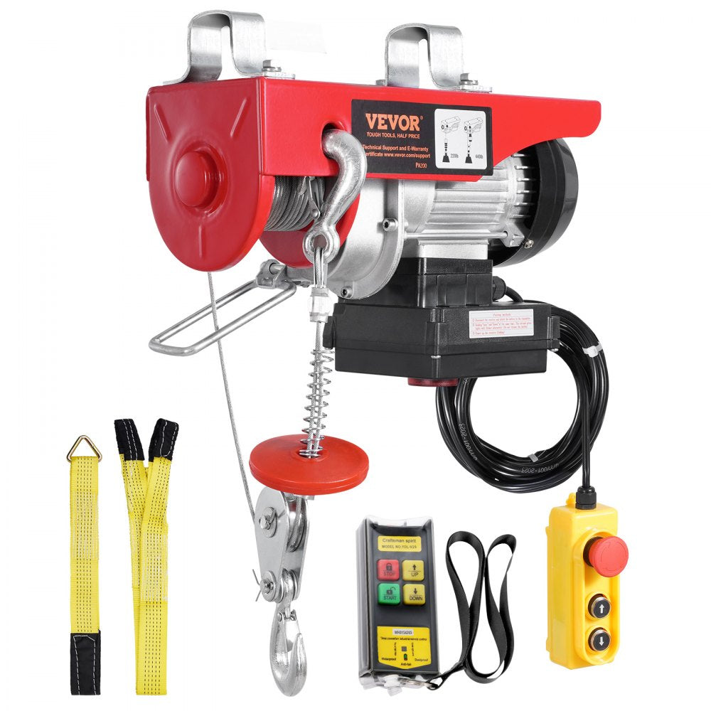VEVOR Electric Hoist Crane Winch 440 lbs 328 ft Wireless & 14 ft Wired Remote 