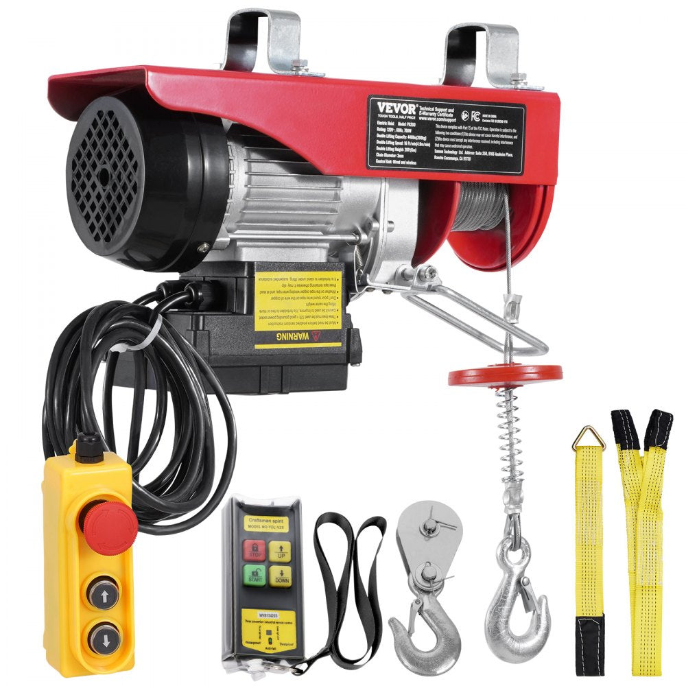 VEVOR Electric Hoist Crane Winch 440 lbs 328 ft Wireless & 14 ft Wired Remote 