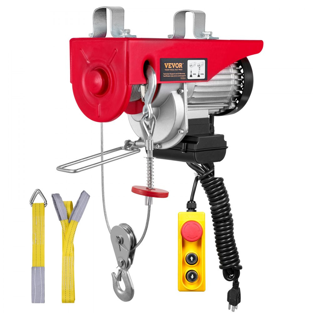VEVOR Electric Hoist, 1320 lbs Lifting Capacity, 1150W 110V Electric Steel Wire Winch with 14ft Wired Remote Control, 40ft Single Cable Lifting Height & Pure Copper Motor, for Garage Warehouse Factory 