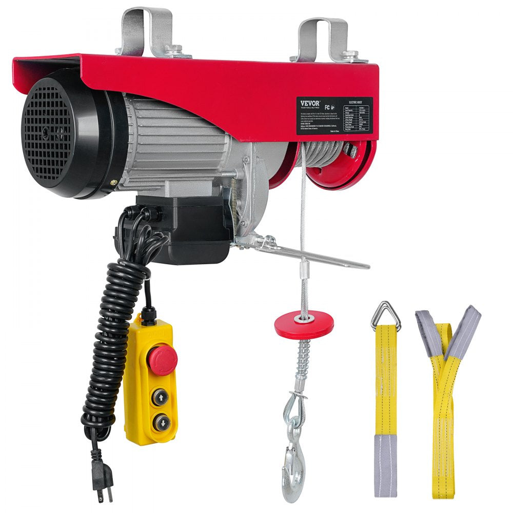 VEVOR Electric Hoist, 440 lbs Lifting Capacity, 480W 110V Electric Steel Wire Winch with 14ft Wired Remote Control, 40ft Single Cable Lifting Height & Pure Copper Motor, for Garage Warehouse Factory 