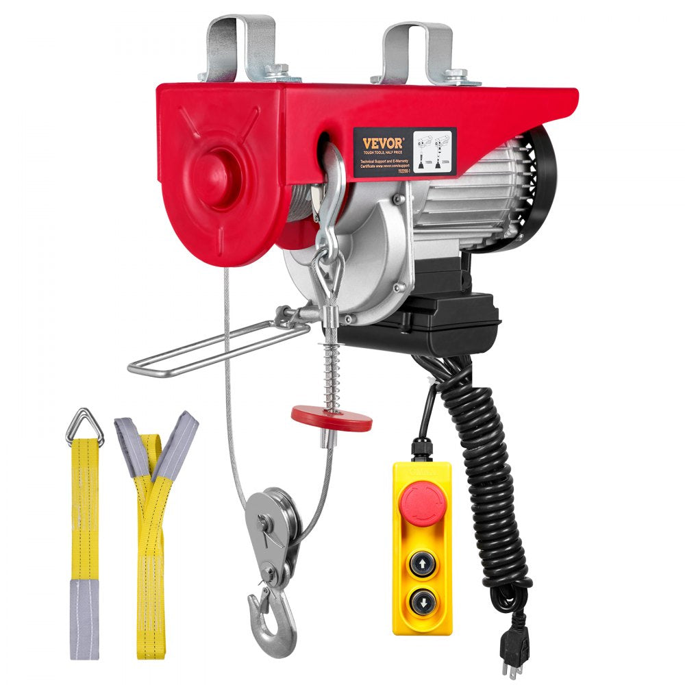 VEVOR Electric Hoist, 2200 lbs Lifting Capacity, 1600W 110V Electric Steel Wire Winch with 14ft Wired Remote Control, 40ft Single Cable Lifting Height & Pure Copper Motor, for Garage Warehouse Factory 